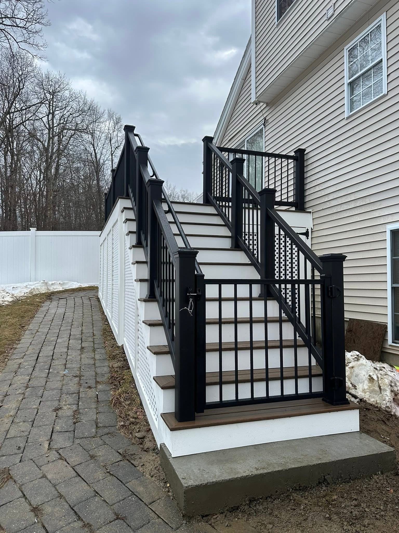 Exterior staircase with railing